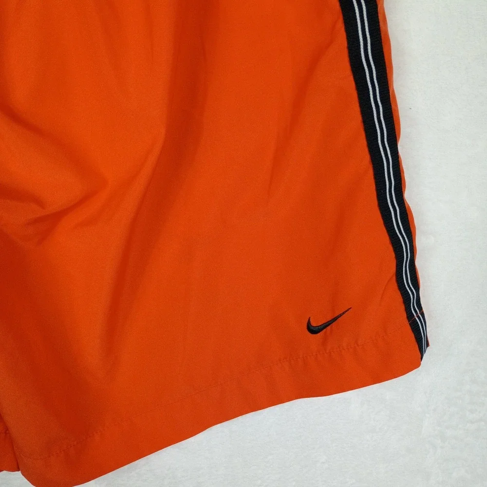 Nike Mens Orange Athletic Shorts XL‎ Side Stripe Swoosh Vintage Y2K Running Gym